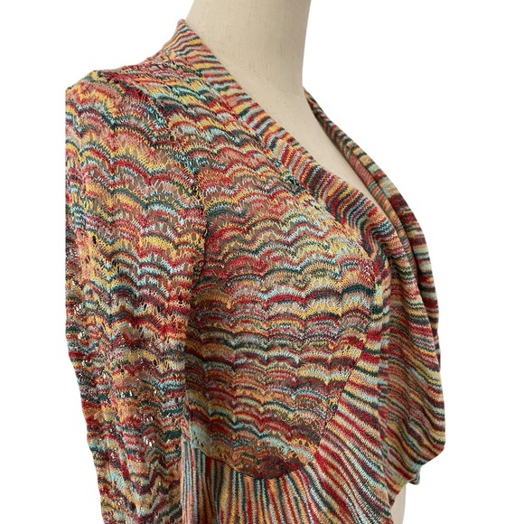 american rag sweater Rainbow Crochet Knit Open Cardigan Sz Xs Boho Hippie Lacey - Picture 3 of 7